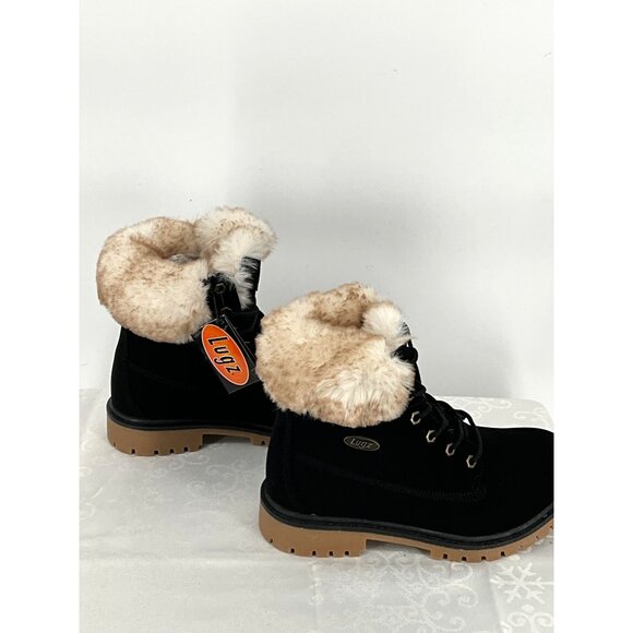 Lugz Womens Rucker Hi Fur Slip Resistant Black/Cream Boots Size 7.5 M - Picture 5 of 6